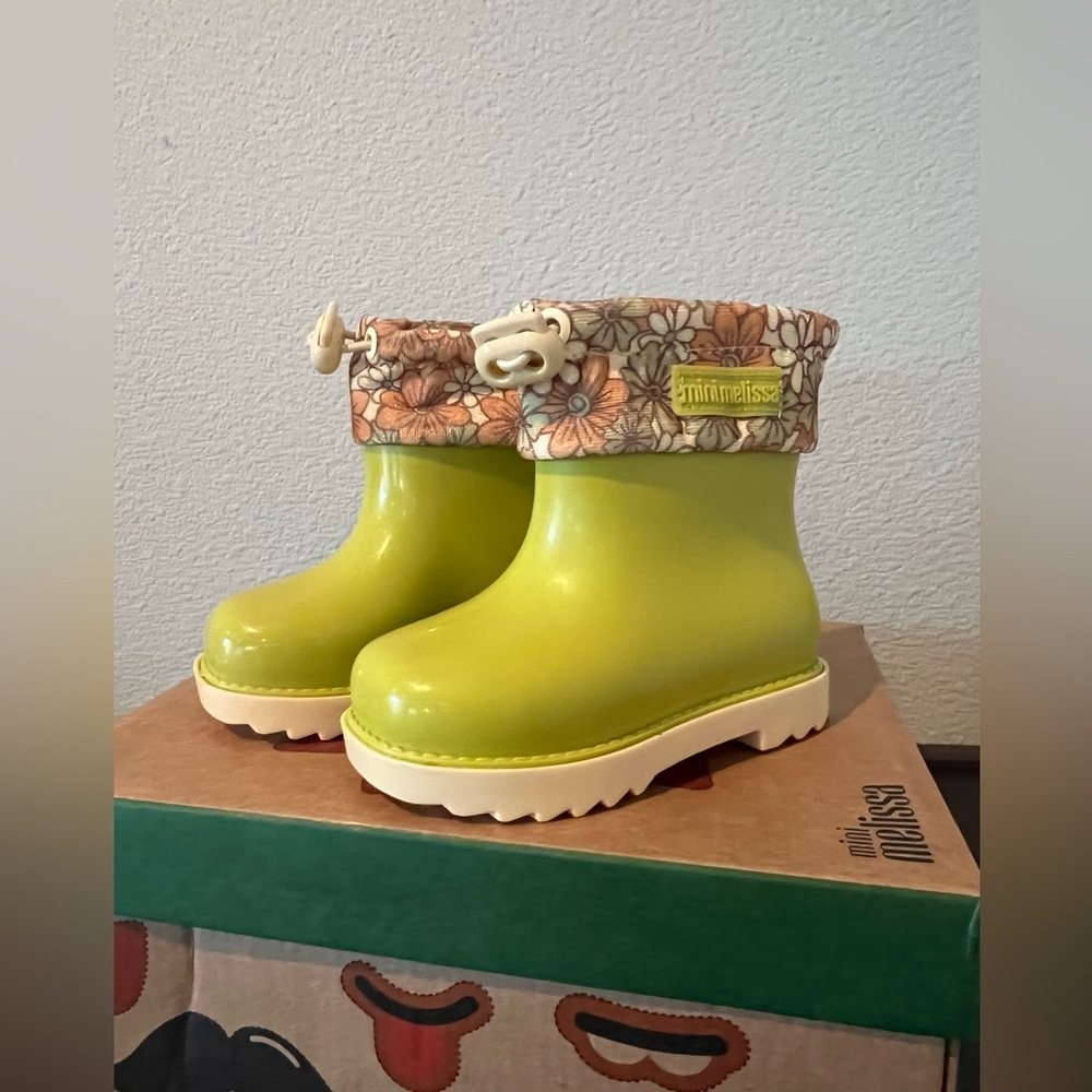 Mini Melissa Rain Boots  III BB Size 7 Green Yellow